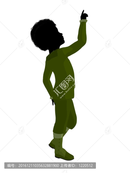 非洲裔維多利亞男孩插畫剪影