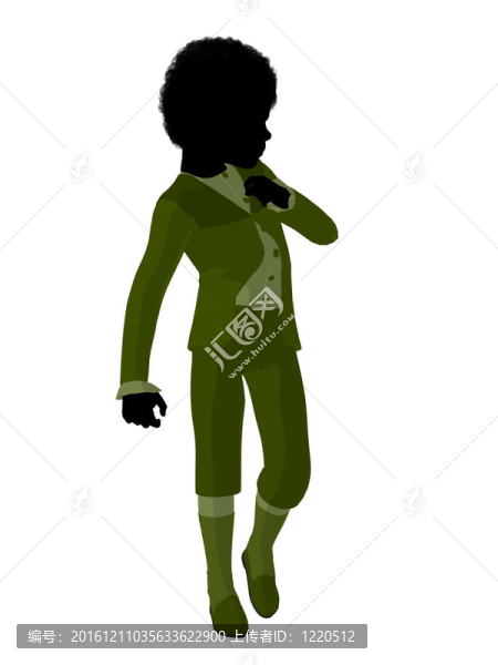 非洲裔維多利亞男孩插畫剪影