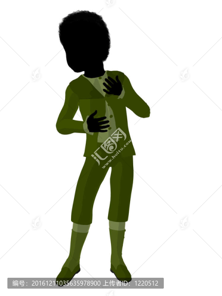 非洲裔維多利亞男孩插畫剪影