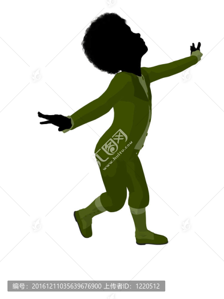 非洲裔維多利亞男孩插畫剪影