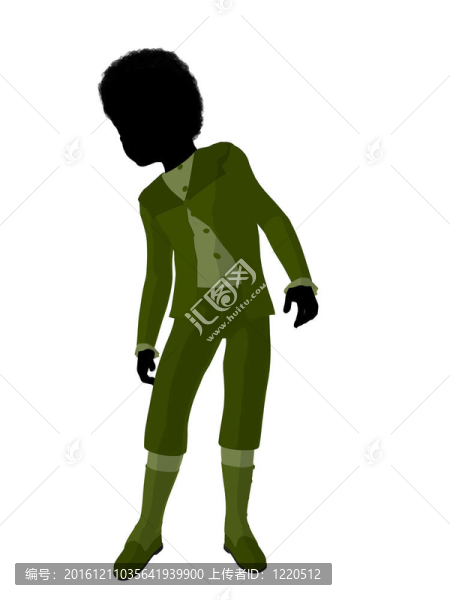 非洲裔維多利亞男孩插畫剪影