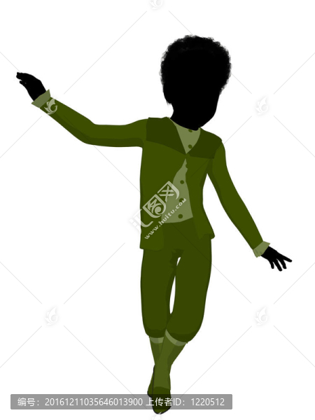 非洲裔維多利亞男孩插畫剪影