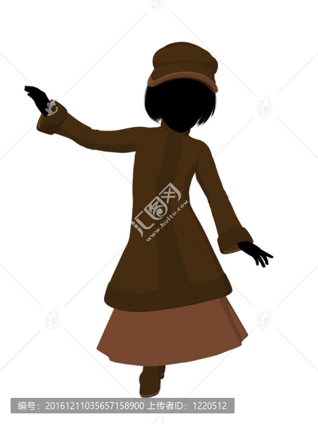 維多利亞女孩插畫剪影