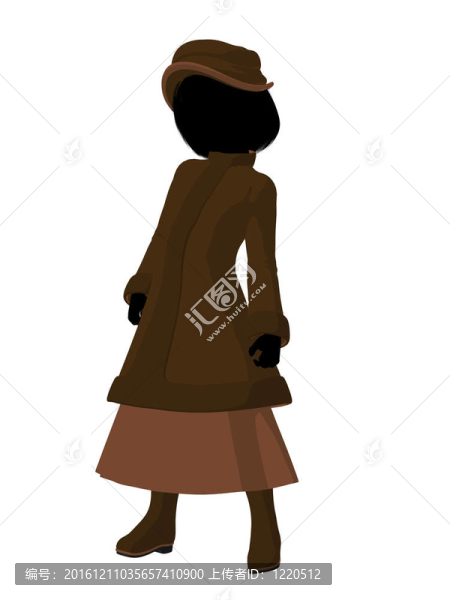 維多利亞女孩插畫剪影
