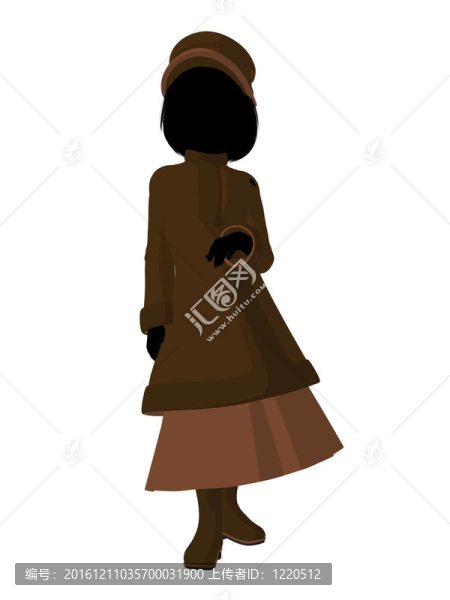 維多利亞女孩插畫剪影
