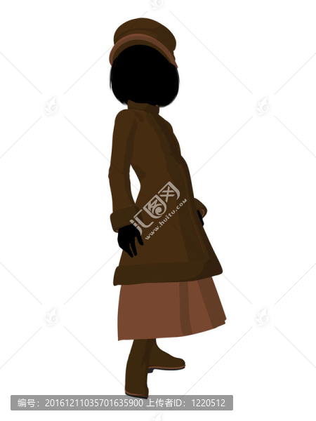 維多利亞女孩插畫剪影