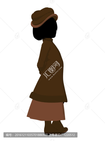 維多利亞女孩插畫剪影
