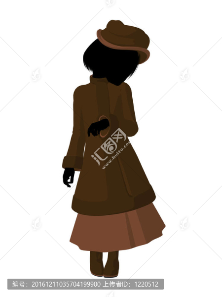 維多利亞女孩插畫剪影