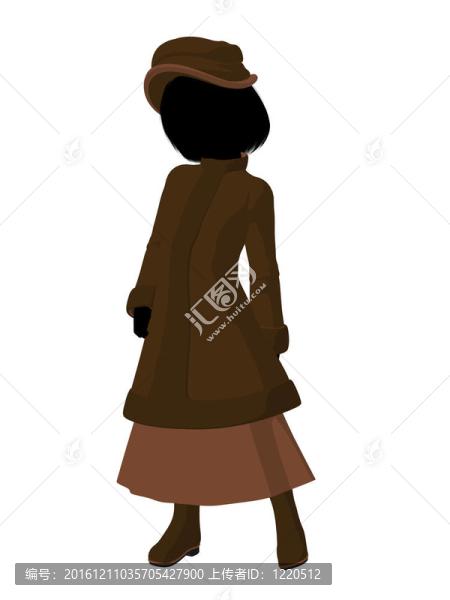 維多利亞女孩插畫剪影