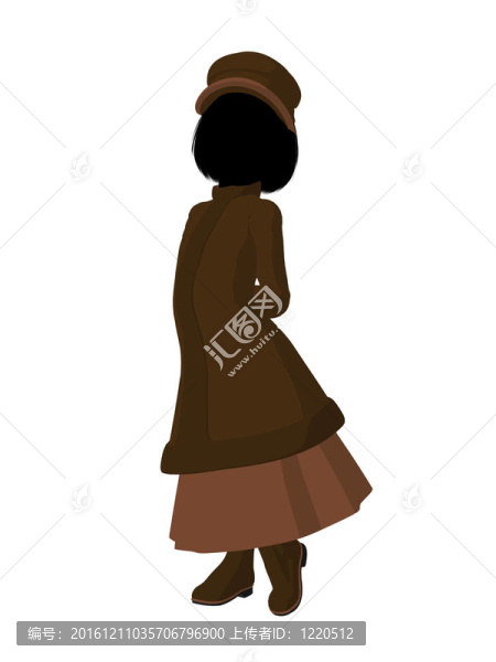 維多利亞女孩插畫剪影
