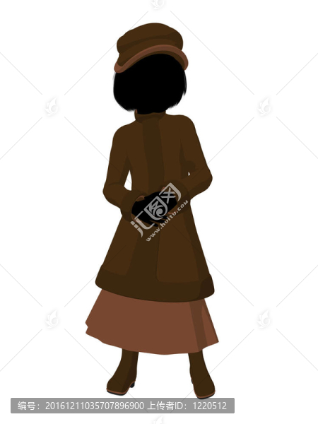 維多利亞女孩插畫剪影