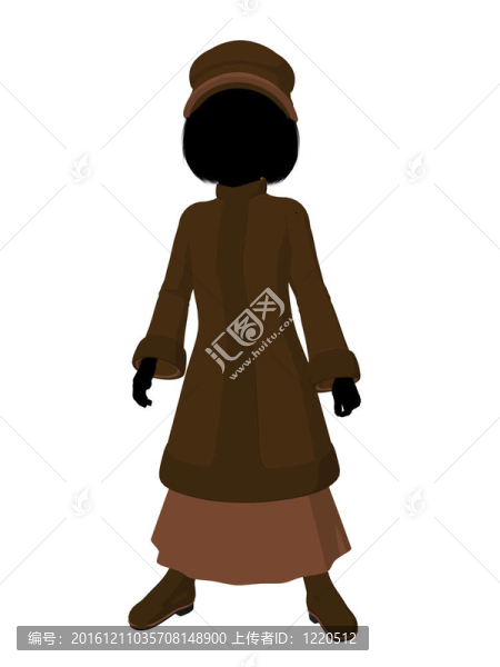 維多利亞女孩插畫剪影