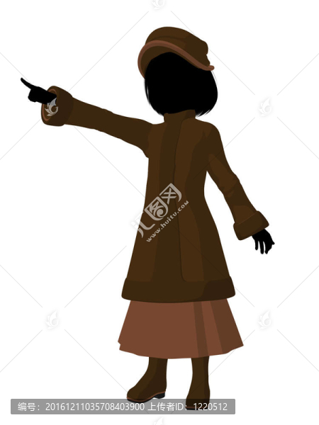 維多利亞女孩插畫剪影