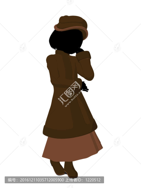 維多利亞女孩插畫剪影