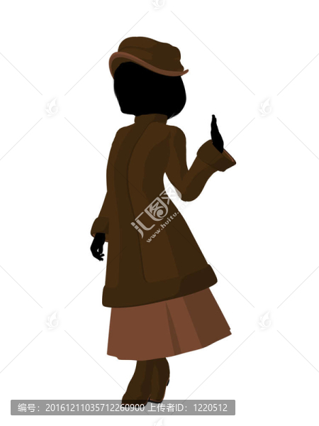 維多利亞女孩插畫剪影