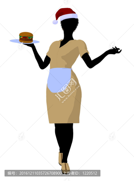 非洲裔美國女服務員剪影