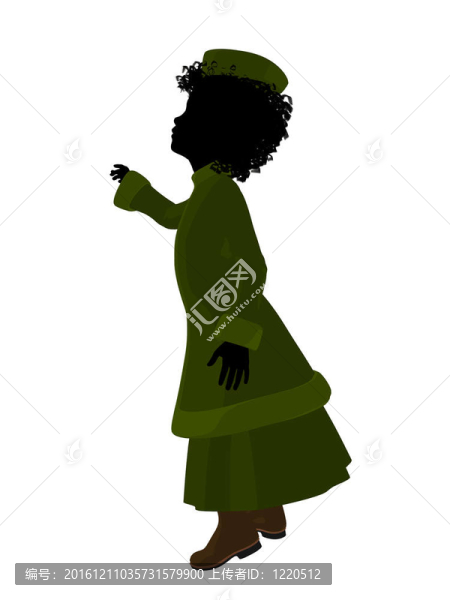 非洲裔維多利亞女孩插畫剪影
