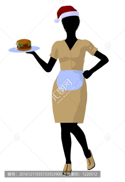 非洲裔美國(guó)女服務(wù)員剪影