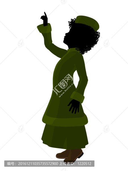非洲裔維多利亞女孩插畫剪影
