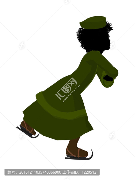非洲裔維多利亞女孩滑冰插圖剪影