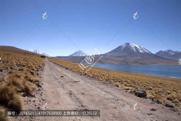 在阿塔卡馬沙漠附近的Lagunas,Miscanti和Meniques的安第斯山脈