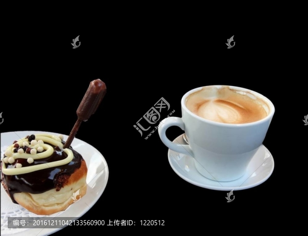 %,u0421hocolate甜甜圈和一杯咖啡