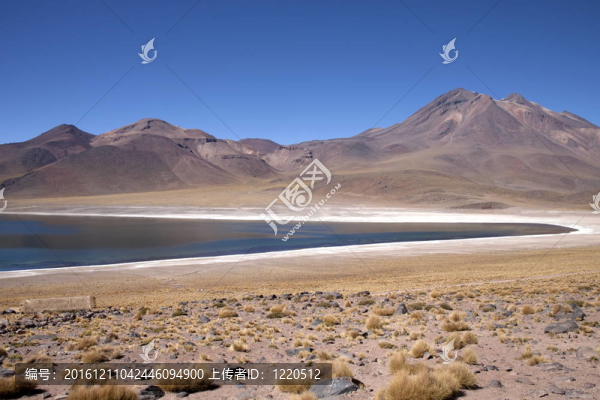 在阿塔卡馬沙漠附近的Lagunas,Miscanti和Meniques的安第斯山脈