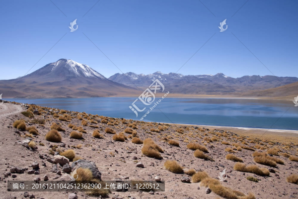 在阿塔卡馬沙漠附近的Lagunas,Miscanti和Meniques的安第斯山脈