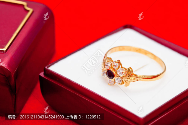 金戒指，鑲嵌白色和藍(lán)色氧化鋯