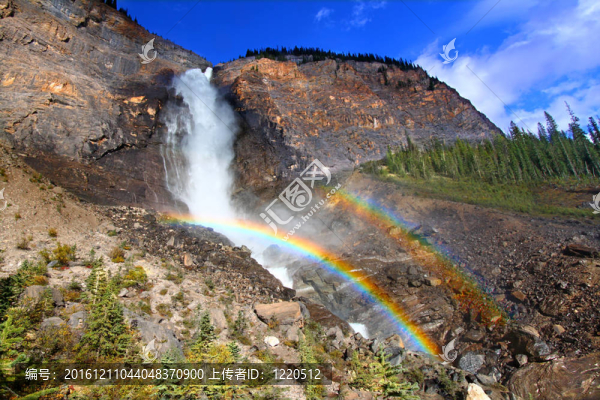 Takakkaw,Falls,Rainbow在加拿大