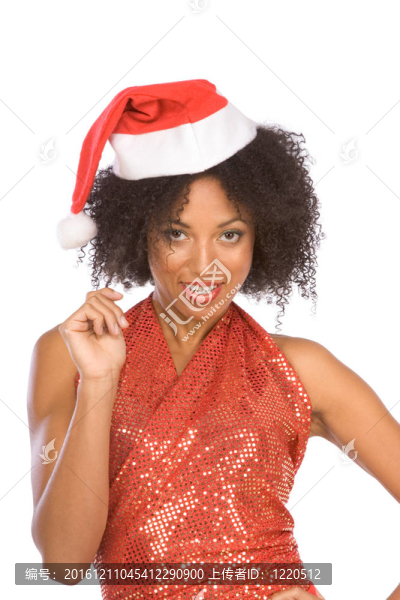 友好的圣誕老人夫人戴著帽子