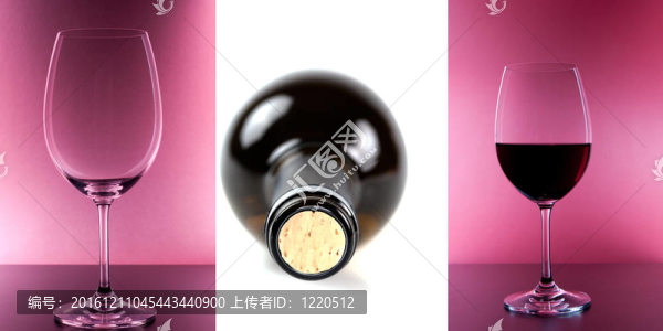 葡萄酒與眼鏡拼貼