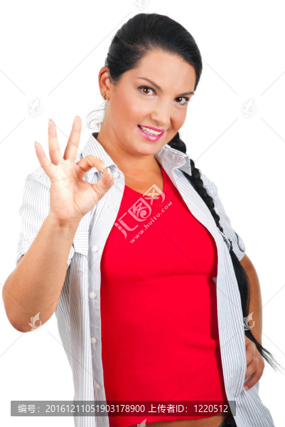 微笑的女人顯示好手勢
