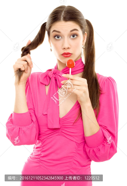 棒棒糖女孩甜蜜的糖果分離