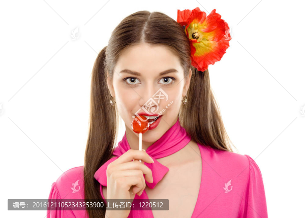 棒棒糖女孩甜蜜的糖果分離