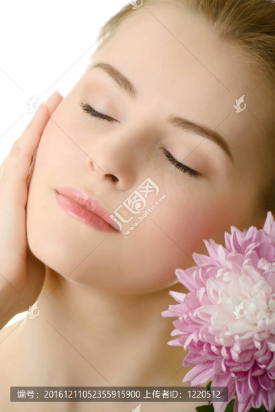 畫像美女與花隔離