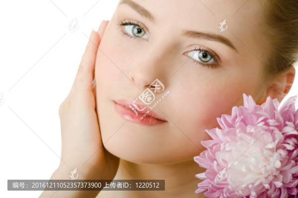 畫像美女與花隔離