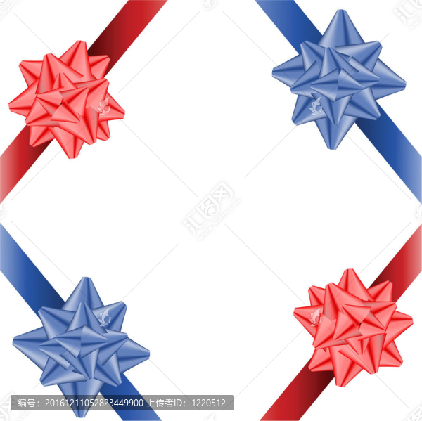 兩個(gè)紅色和兩個(gè)深藍(lán)色的蝴蝶結(jié)