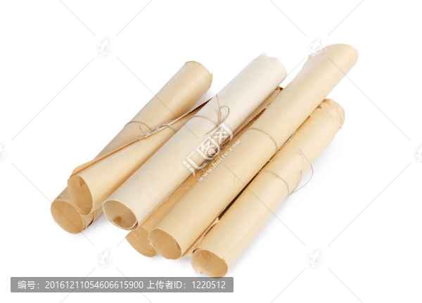 白色白色上孤立的許多卷軸