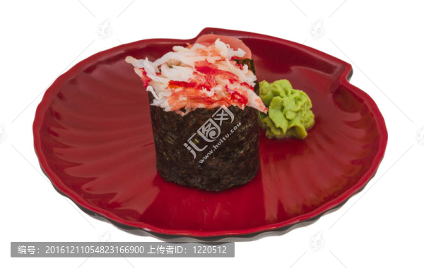 蟹與蟹蝦壽司醬白色隔離B片