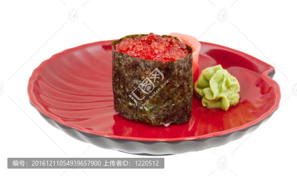 鮭魚卵壽司nikiri輥微距鏡頭