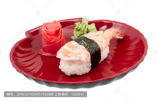 蝦壽司特寫(xiě)孤立在白色背景