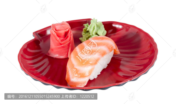 在白色背景的日本壽司三文魚華騎棚拍