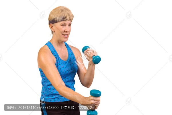 有吸引力的嬰兒潮一代的重量孤立在黑色的訓練