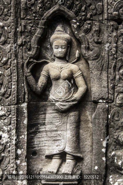 吳哥窟古代石刻。柬埔寨.