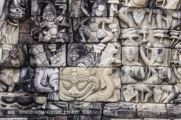 吳哥窟古代石刻。柬埔寨.