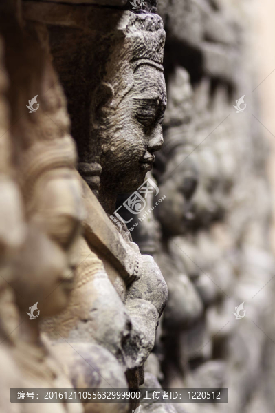 吳哥窟古代石刻。柬埔寨.