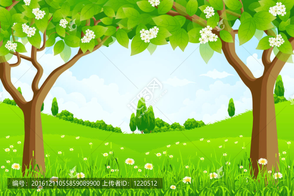 綠色背景與樹木