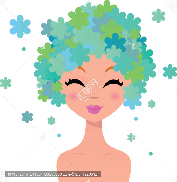 美麗的女人與花發(fā)型
