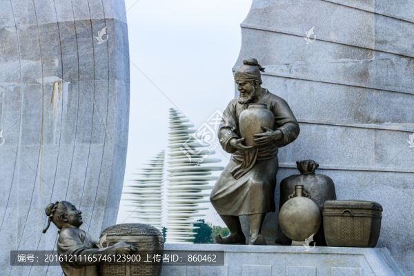 古代人像銅雕,雕塑,雕像,古人